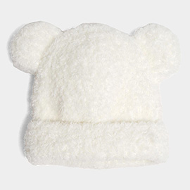 Solid Color Fuzzy Bear Ear Hat