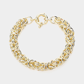 14K Gold Plated Chunky Hardware Metal Bracelet