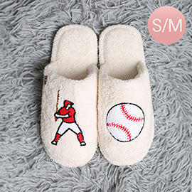 Baseball Embroidered Soft Home Indoor Floor Slippers