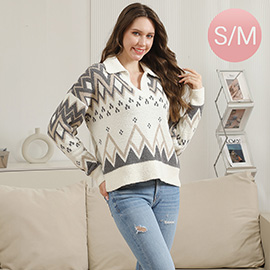 Small/Medium - Tribal Collar Pullover Sweater