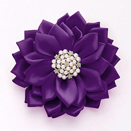 Pearl Pointed Flower Ribbon Brooch / Hair Clip