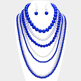 Multi Layered Pearl Strand Statement Necklace