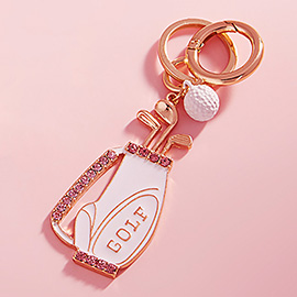 Stone Paved Enamel Golf Bag Keychain