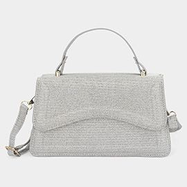 Glittered Top Handle Flap Square Bag / Crossbody Bag