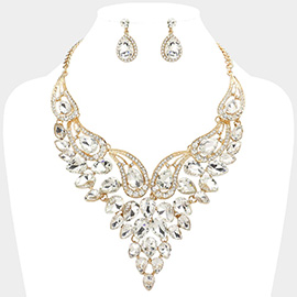 Teardrop Stone Cluster Evening Bib Necklace