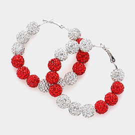 Shamballa Ball Beaded Hoop Earrings