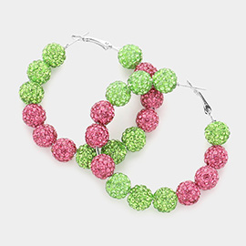 Shamballa Ball Beaded Hoop Earrings