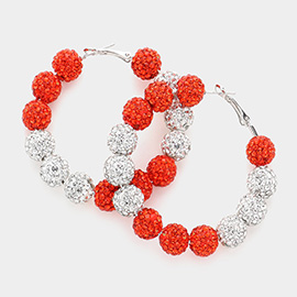 Shamballa Ball Beaded Hoop Earrings