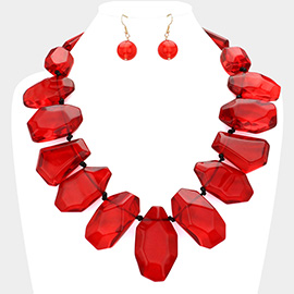 Multi Shaped Acrylic Rock Beaded Statement Necklace