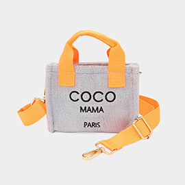 COCO MAMA Message Pointed Terry Cloth Mini Tote Bag / Crossbody Bag