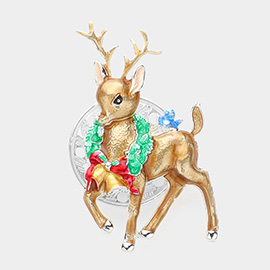 Enamel Christmas Rudolph Magnetic Brooch