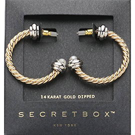 SECRET BOX_14K Gold Dipped Pearl Tip Twisted Hoop Earrings