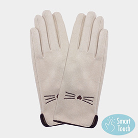 Cat Pointed Faux Suede Smart Touch Gloves