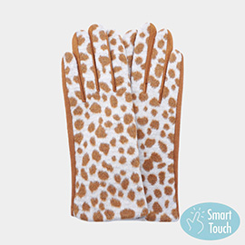 Fuzzy Fux Fur Leopard Print Smart Touch Gloves