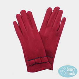 Bow Pointed Faux Suede Smart Touch Gloves