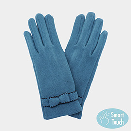 Bow Pointed Faux Suede Smart Touch Gloves