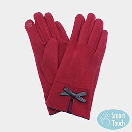 Bow Pointed Faux Suede Smart Touch Gloves