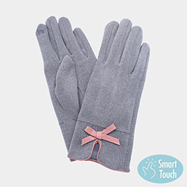 Bow Pointed Faux Suede Smart Touch Gloves