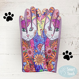 Cat Printed Smart Gloves