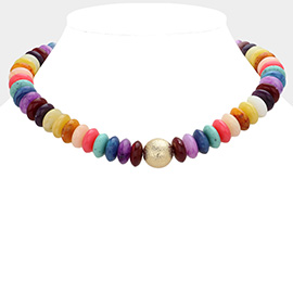 Natural Stone Beaded Bib Necklace