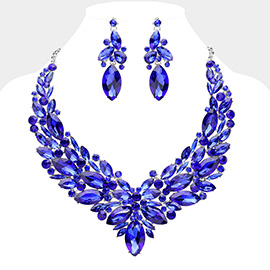 Marquise Stone Cluster Embellished Evening Necklace