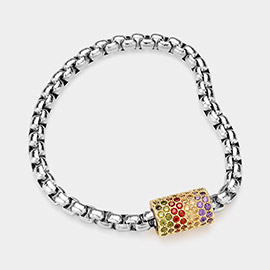 CZ Stone Paved Cylinder Pointed Magnetic Bracelet