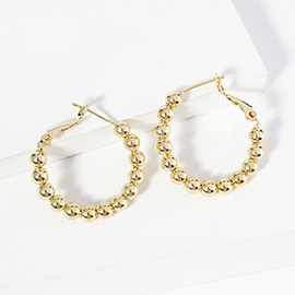 Gold Dipped Metal Ball Beaded Hoop Earrings