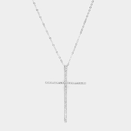 Stone Paved Cross Pendant Necklace