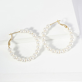 Gold Dipped Pearl Beaded Hoop Earrings