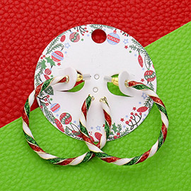 Enamel Christmas Twisted Hoop Earrings