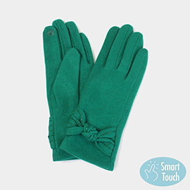 Stone Deco Ribbon Smart Touch Gloves