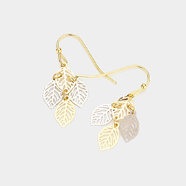 Metal Cutout Leaf Dangle Earrings