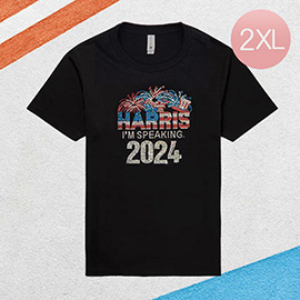 Bling Studded HARRIS 2024 Message Accented T-shirt