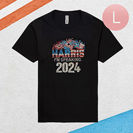 Bling Studded HARRIS 2024 Message Accented T-shirt