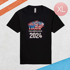 XL - Bling Studded TRUMP 2024 Message Accented T-shirt