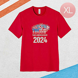 Bling Studded TRUMP 2024 Message Accented T-shirt