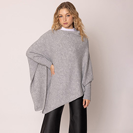 Solid Poncho with Sleeves