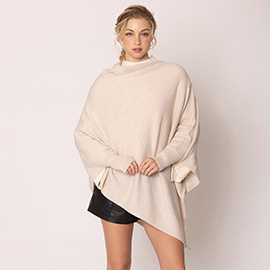 Solid Poncho with Sleeves