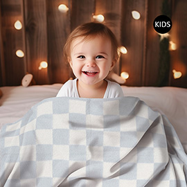 Reversible Checkered Patterned Kids Throw Blanket