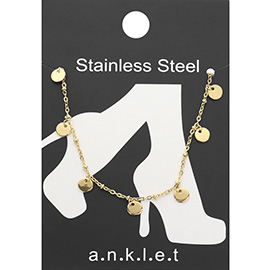 Stainless Steel Disc Charm Station Anklet