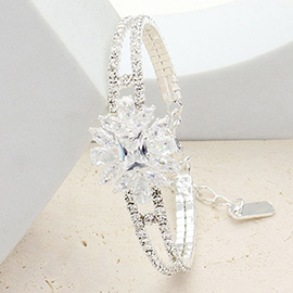 CZ Stone Cluster Flower Pointed Evening Bracelet