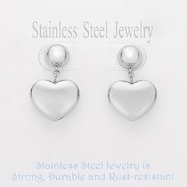 Stainless Steel Heart Dangle Earrings