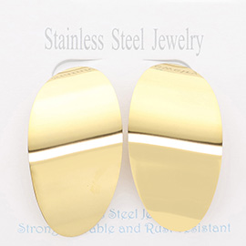 Stainless Steel Oval Dome Earrings