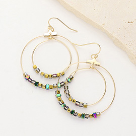 Cube Beaded Double O Ring Dangle Earrings