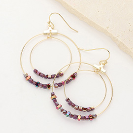 Cube Beaded Double O Ring Dangle Earrings