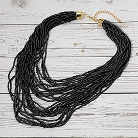 Seed Beaded Multi Layered Strand Necklace