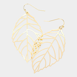 Metal Cutout Leaf Dangle Earrings