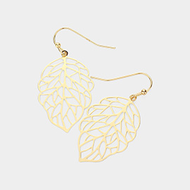 Metal Cutout Leaf Dangle Earrings