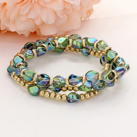 3PCS - Multi Beaded Stretch Layered Bracelets