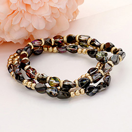 3PCS - Multi Beaded Stretch Layered Bracelets